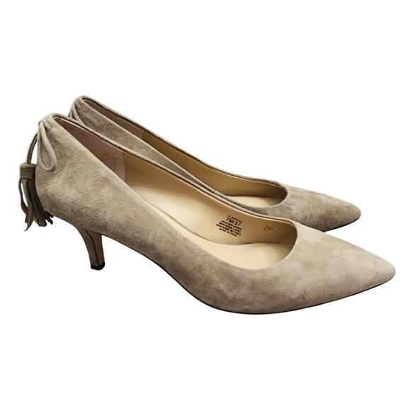 GILI Dorena Tassel Back Kitten Heels, Taupe, 7M - Picture 1 of 6